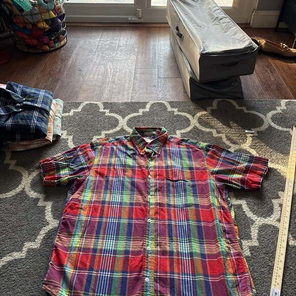 Orvis Signature Collection Short Sleeve Button Shirt XL Plaid Check Outdoor Mens - Picture 3 of 3